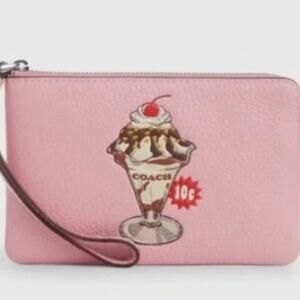 Coach Ice Cream Motif Pink Wristlet